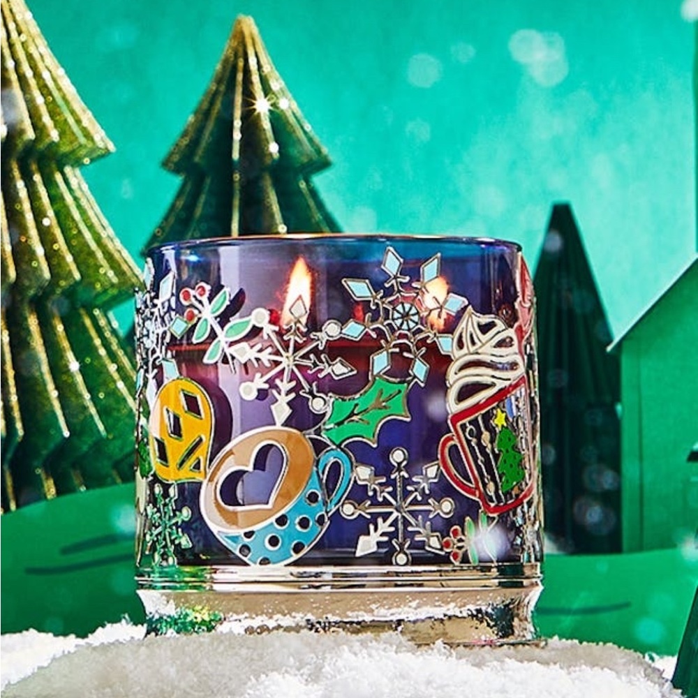 BATH AND BODY WORKS HOLIDAY TEA PARTY 3-WICK CANDLE HOLDER